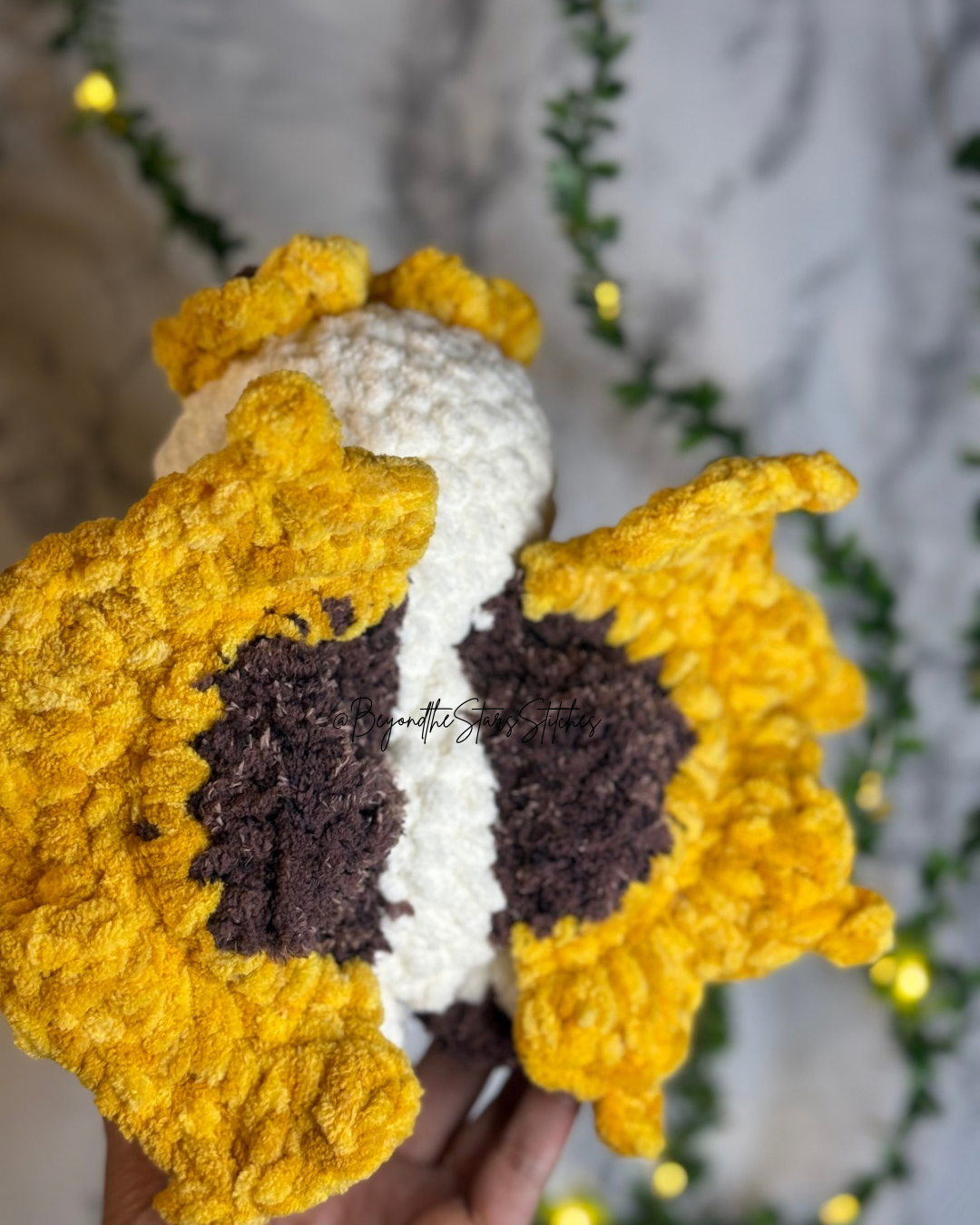 Crochet Blooming Sunflower Moth Plushie