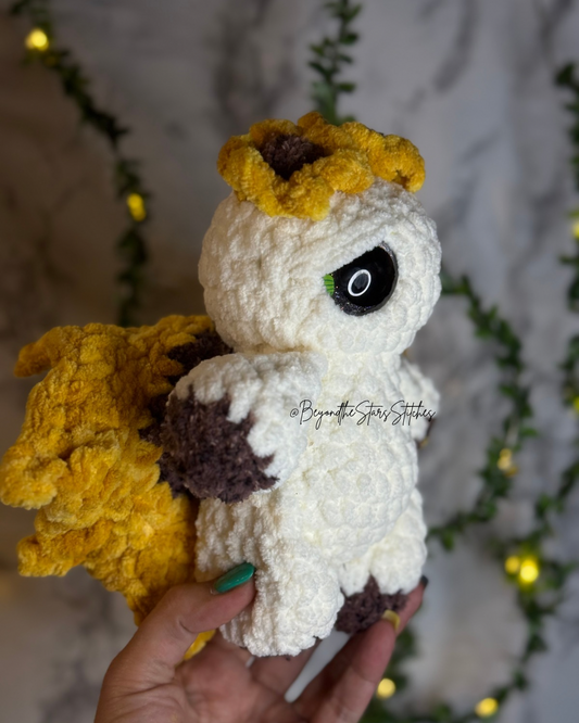 Crochet Blooming Sunflower Moth Plushie
